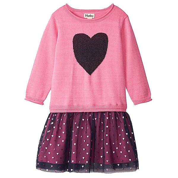 Hatley Langarm-Kleid GLITTER HEART mit Tüllrock in pink