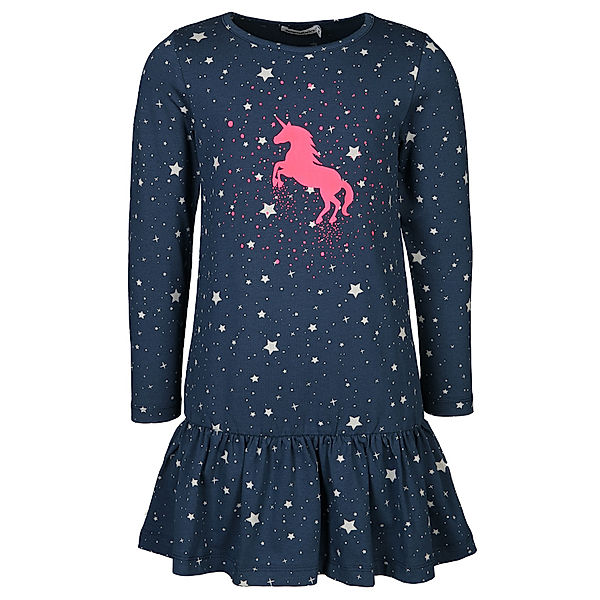 zoolaboo Langarm-Kleid GLITTER UNICORN mit Sternen in dunkelblau