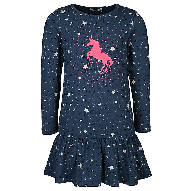 Langarm-Kleid GLITTER UNICORN mit Sternen in dunkelblau | Weltbild.de