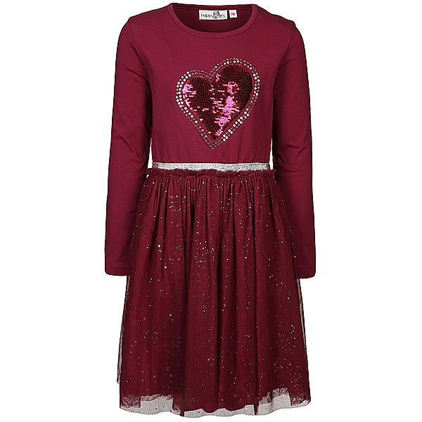 happy girls Langarm-Kleid SPARKLE HEART mit Tüll in berry