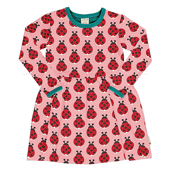 Maxomorra Langarm-Kleid SPIN – LADYBUG in rosa