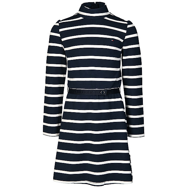 TOMMY HILFIGER Langarm-Kleid STRIPE SKATER in blau/weiß