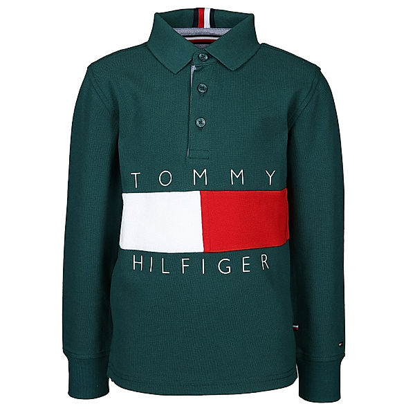 TOMMY HILFIGER Langarm-Poloshirt COLORBLOCK in atlantic green