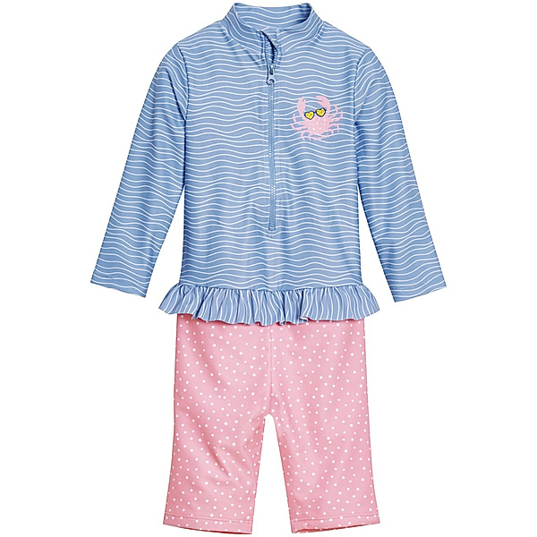 Playshoes Langarm-Schwimmanzug KREBS in blau/pink