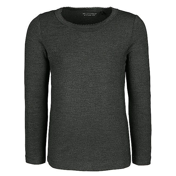 Minymo Langarm-Shirt BAMBOO – MINY BASIC in dark grey melange