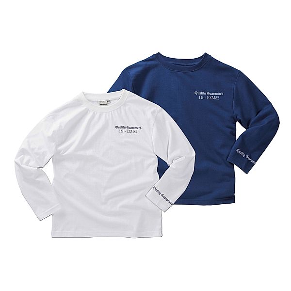 Langarm-Shirt Doppelpack, weiß/marine (Größe: 134/140)