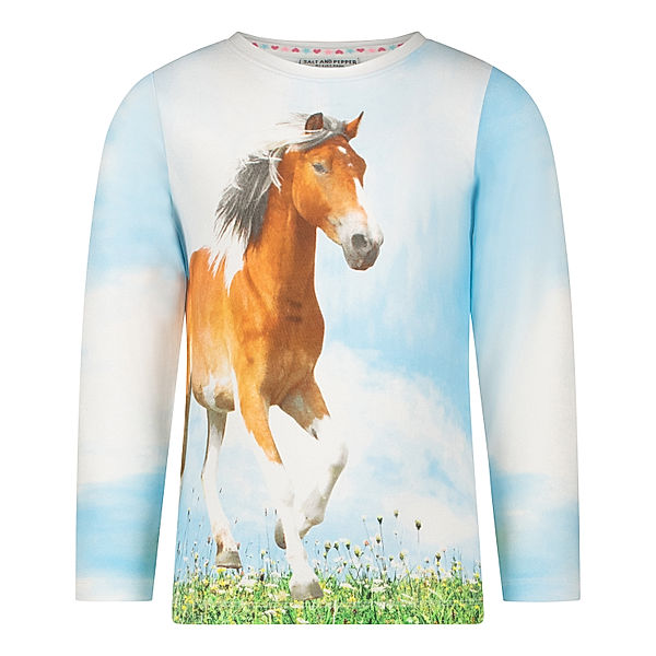 Salt & Pepper Langarm-Shirt HORSE HEAVEN an pastel blue