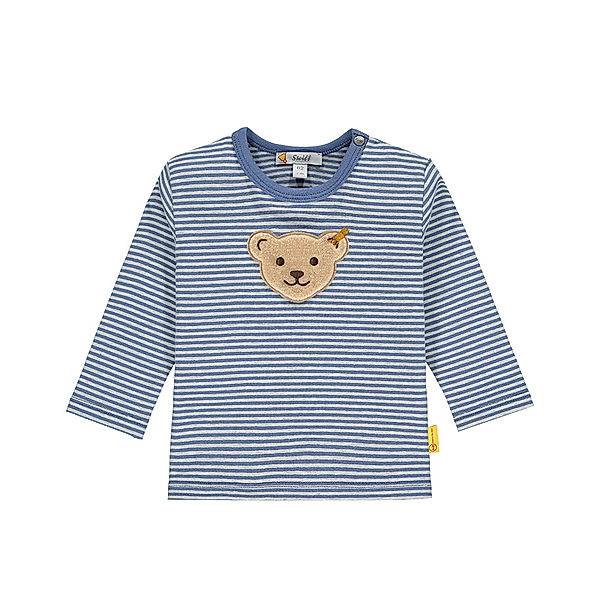 Steiff Langarm-Shirt LET’S PLAY! BABY gestreift in bijou blue