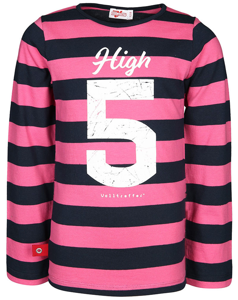 Langarm-Shirt NUMBER 5 gestreift in pink dunkelblau kaufen