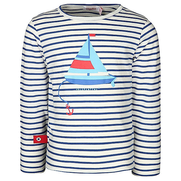 Volltreffer Langarm-Shirt SEGELBOOT gestreift in weiß/blau