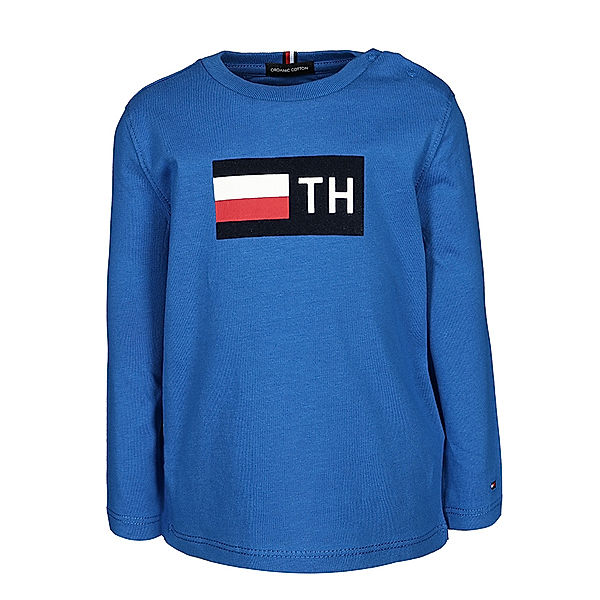 TOMMY HILFIGER Langarm-Shirt TH FLOCK in royalblau