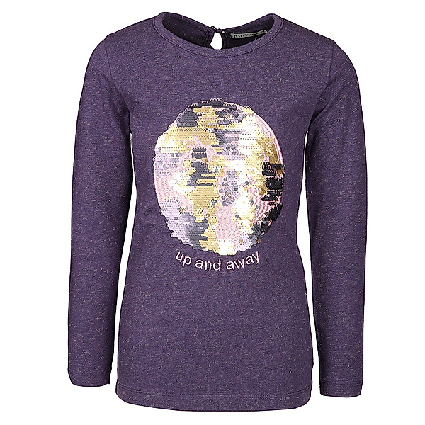 Minymo Langarm-Shirt UP AND AWAY mit Wendepailletten in violett