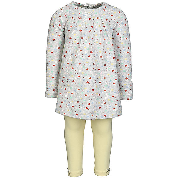 Kanz Langarm-Tunika LITTLE STARS mit Leggings in grau melange