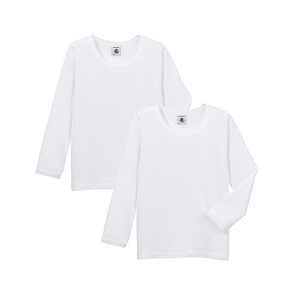 Petit Bateau Langarm-Unterhemd ESSENTIAL GIRL UNI 2er-Pack in offwhite