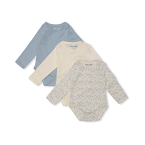 MINI A TURE Langarmbody BOY – MATYOMI 3er-Pack in beige/hellblau