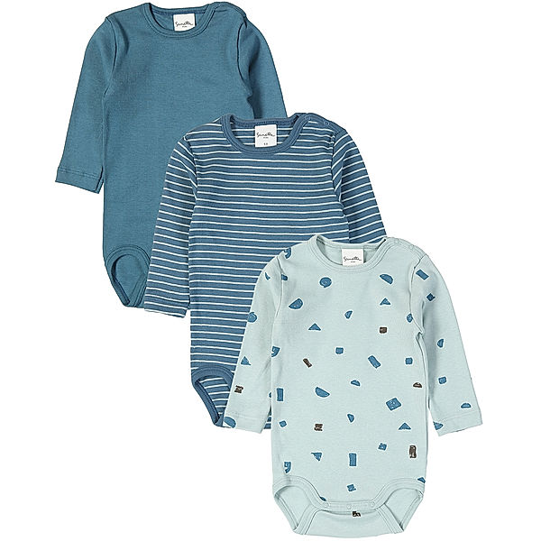 Sanetta Pure Langarmbody MARITIM 3er-Pack in blau