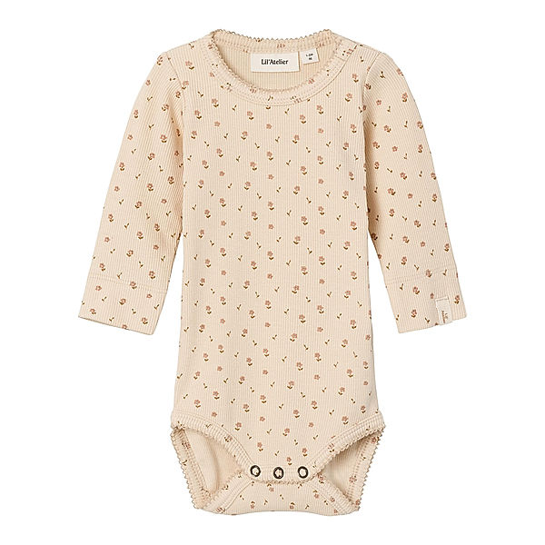 Lil' Atelier Langarmbody NBFGAGO LIL FLOWERS in fog grey