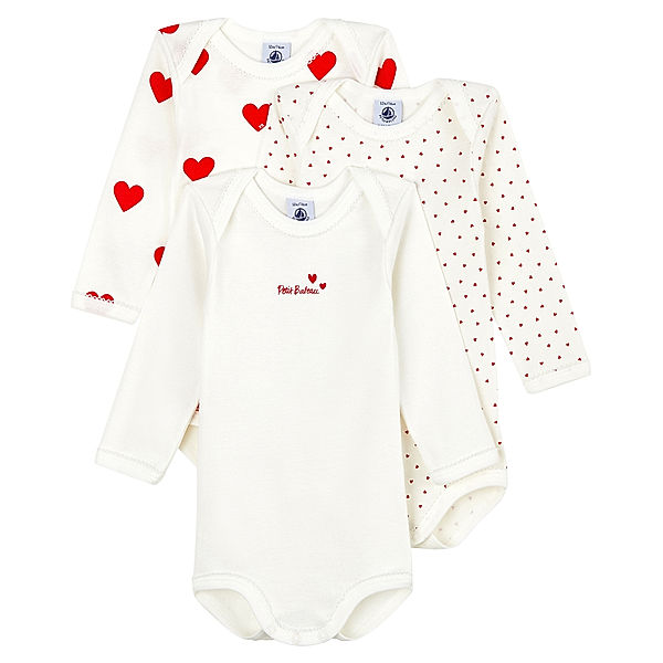 Petit Bateau Langarmbody USML 3er-Pack in marshmallow