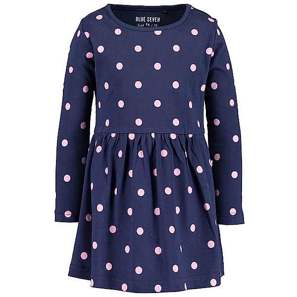 BLUE SEVEN Langarmkleid ESSENTIALS – DOTS in dunkelblau