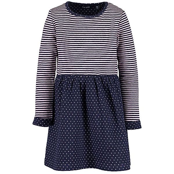 BLUE SEVEN Langarmkleid ESSENTIALS – STRIPES gepunktet in rosa