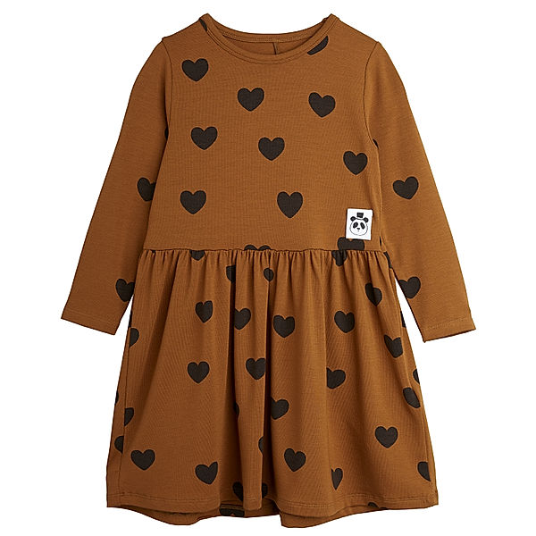 mini rodini Langarmkleid HEARTS in braun