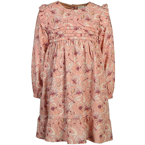 Minymo Langarmkleid LES FLEURS in rose tan