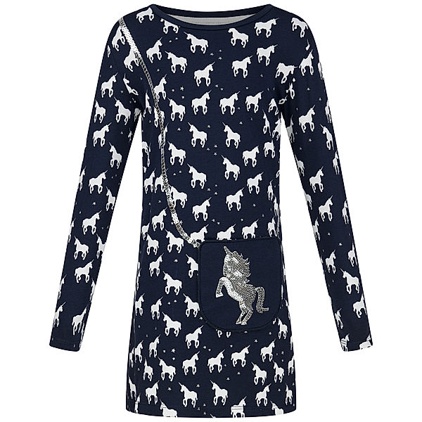 happy girls Langarmkleid UNICORN AOP in navy