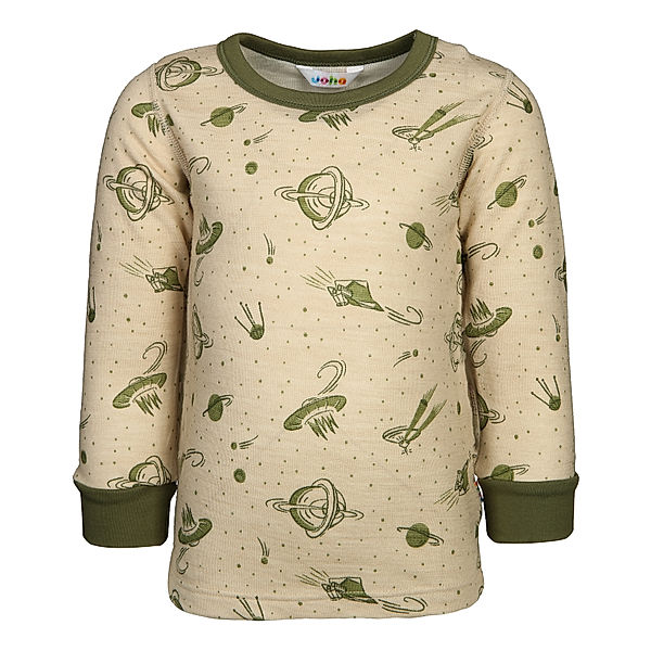 Joha Langarmshirt 630 - UFO AOP mit Wolle in green