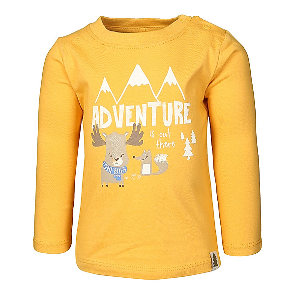 BLUE SEVEN Langarmshirt ADVENTURE IS OUT THERE in honiggelb