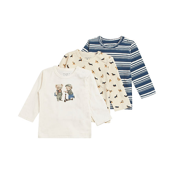 Hust & Claire Langarmshirt ALBERT 3er Pack in white sand