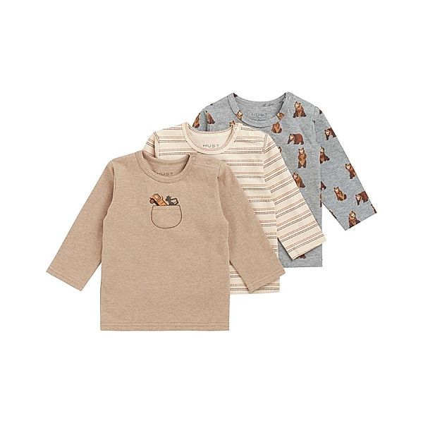 Hust & Claire Langarmshirt ALBERT MINI 3er-Pack in biscuit melange