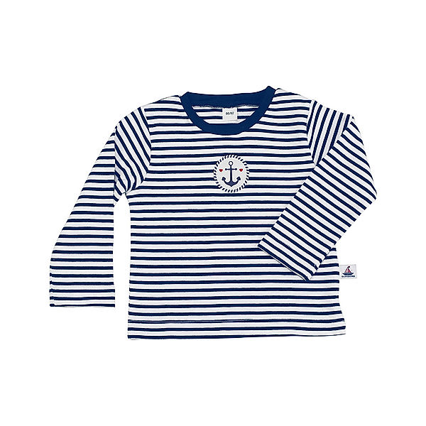 Hansekind Langarmshirt ANCHOR gestreift in weiß/navy