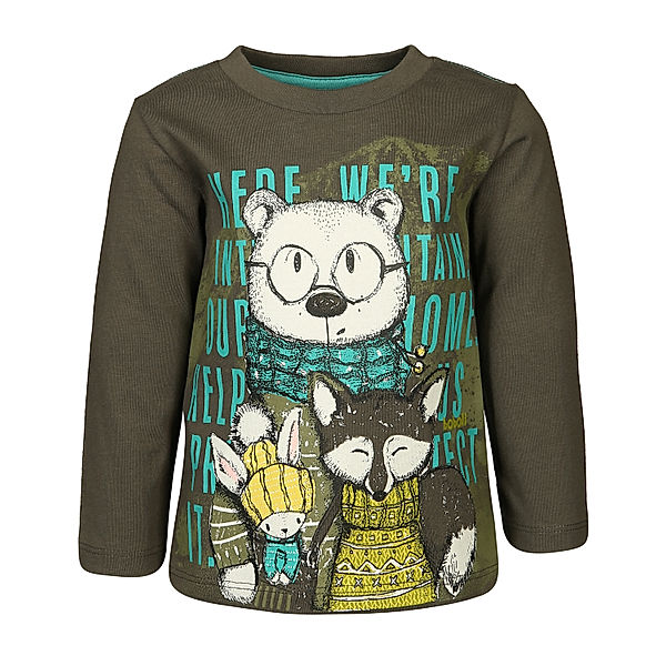 Boboli Langarmshirt ANIMALS – GLOW IN THE DARK in taupe