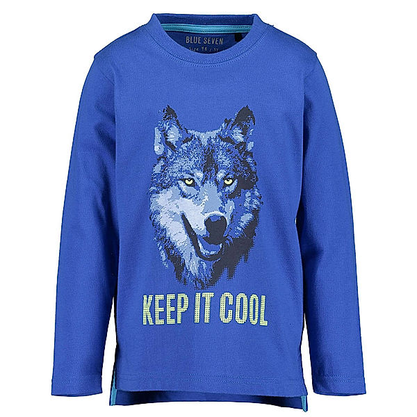 BLUE SEVEN Langarmshirt ARCTIC WOLVES – KEEP IT COOL in mittelblau