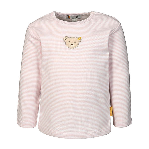 Steiff Langarmshirt BASIC geringelt in rosa/weiß