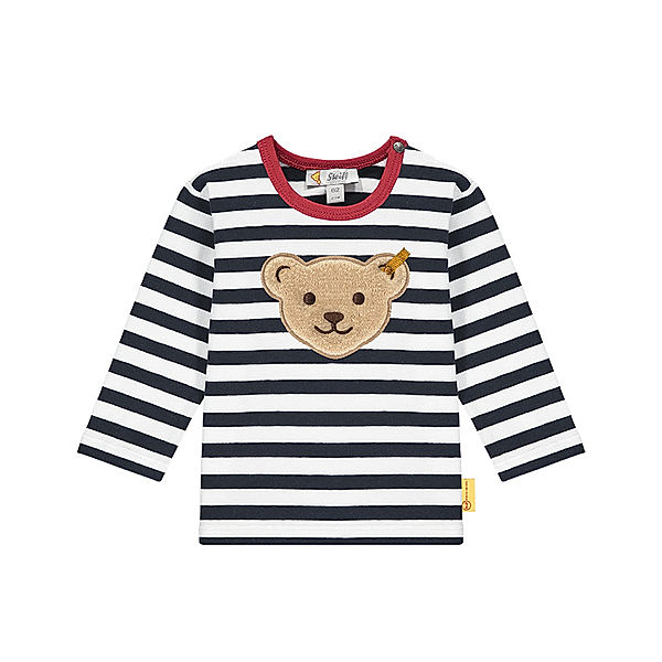 Steiff Langarmshirt BEAR TO SCHOOL BABY BOYS gestreift in navy/weiß