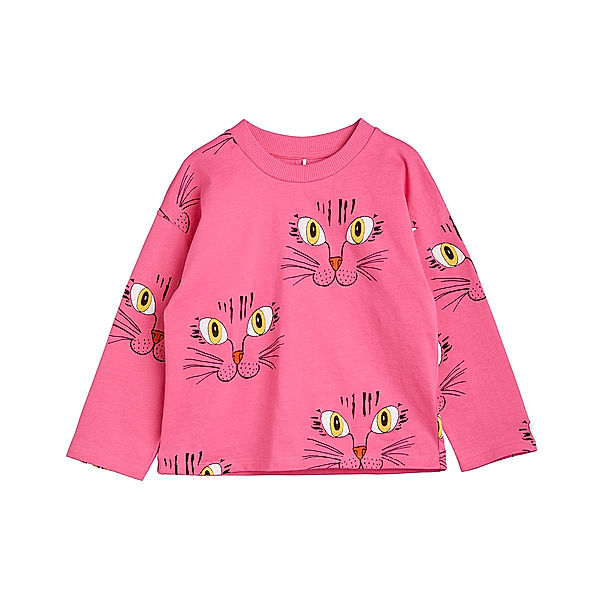 mini rodini Langarmshirt CAT FACE AOP in pink