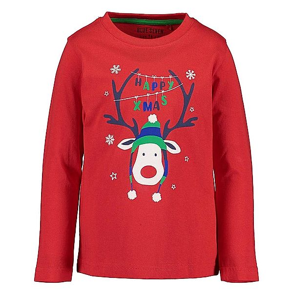 BLUE SEVEN Langarmshirt CHRISTMAS DEER in rot