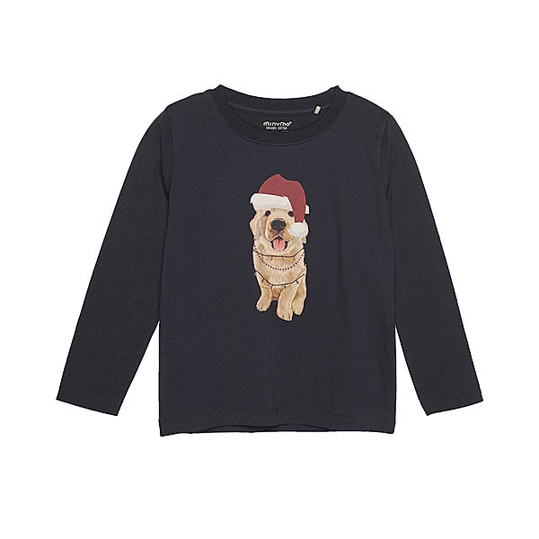 Minymo Langarmshirt CHRISTMAS DOG in dunkelblau