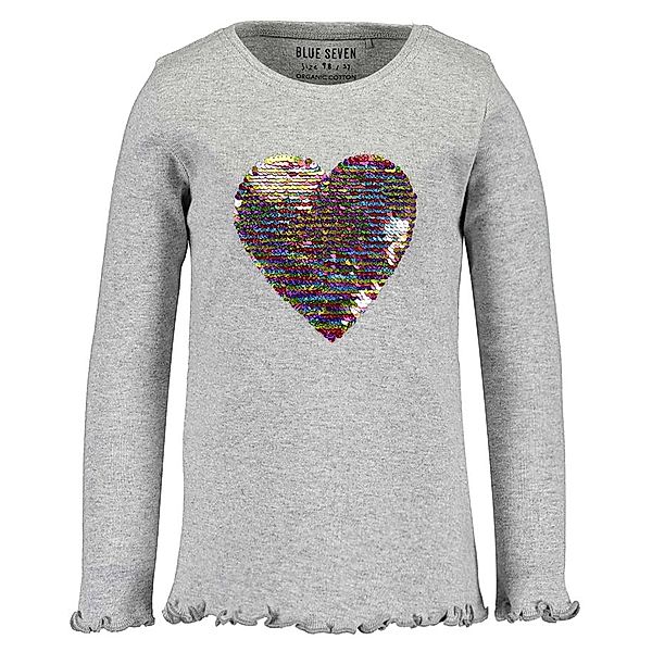 BLUE SEVEN Langarmshirt COLOR YOUR LIFE – HEART mit Wendepailletten in nebelgrau