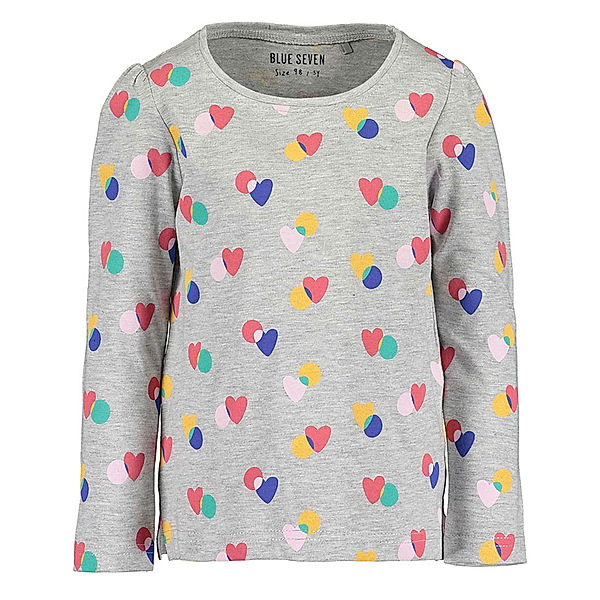 BLUE SEVEN Langarmshirt COLOR YOUR LIFE – HEARTS AOP in nebelgrau