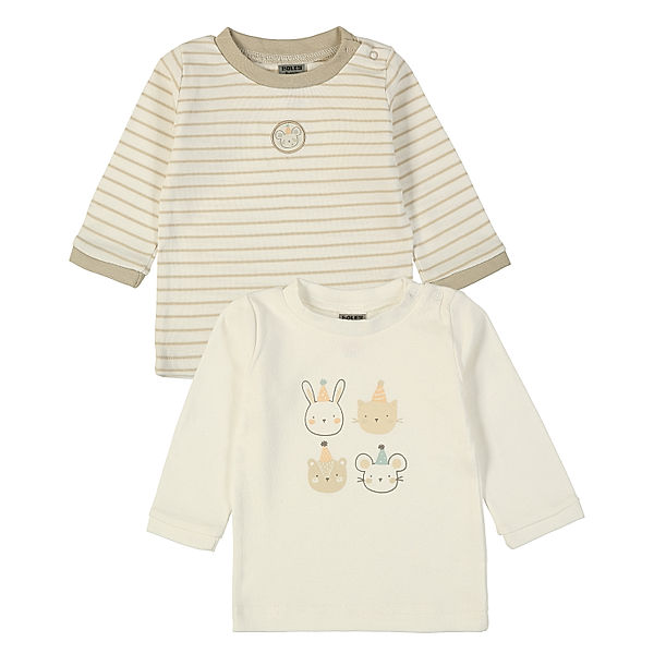 Boley Langarmshirt CUTE ANIMALS 2er-Set in weiss