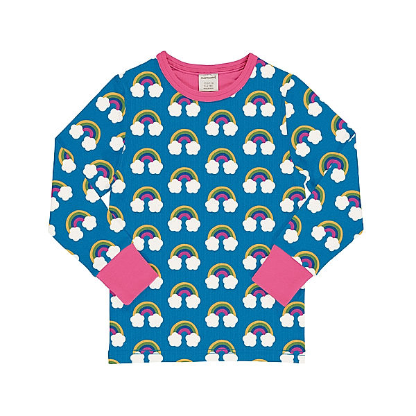 Maxomorra Langarmshirt FARM RAINBOW in blau/pink