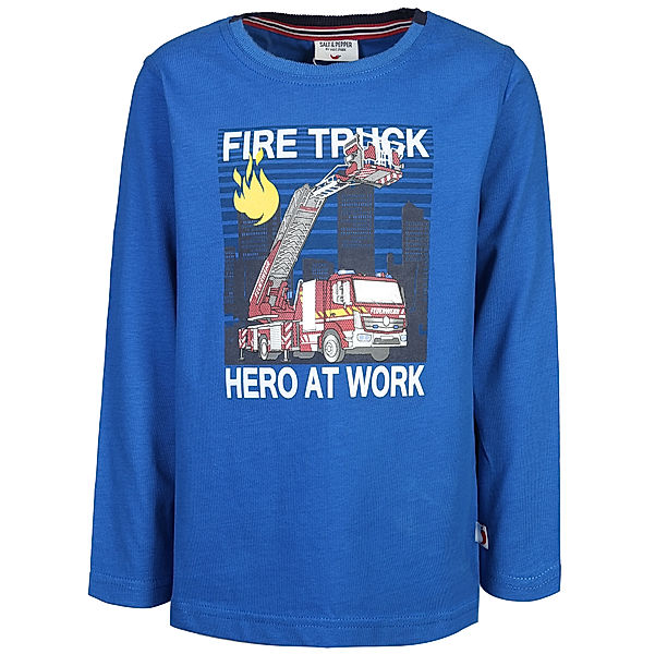 Salt & Pepper Langarmshirt FIRE TRUCK HERO in bright blue