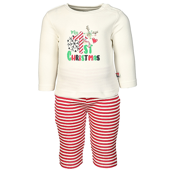 BLUE SEVEN Langarmshirt FIRST CHRISTMAS mit Leggings in offwhite/rot
