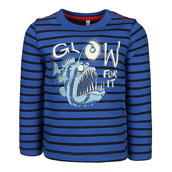 Tom Joule® Langarmshirt FISH – GLOW IN THE DARK gestreift in blau