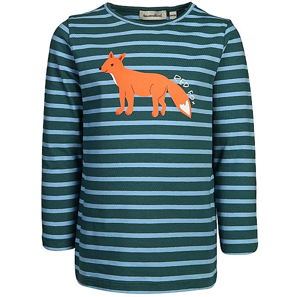 tausendkind collection Langarmshirt FUCHS gestreift in hellblau/dunkelgrün