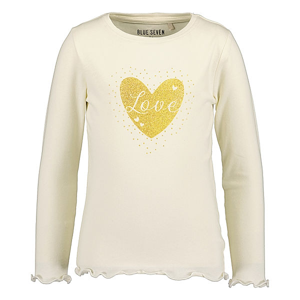 BLUE SEVEN Langarmshirt GLITTER LOVE in offwhite