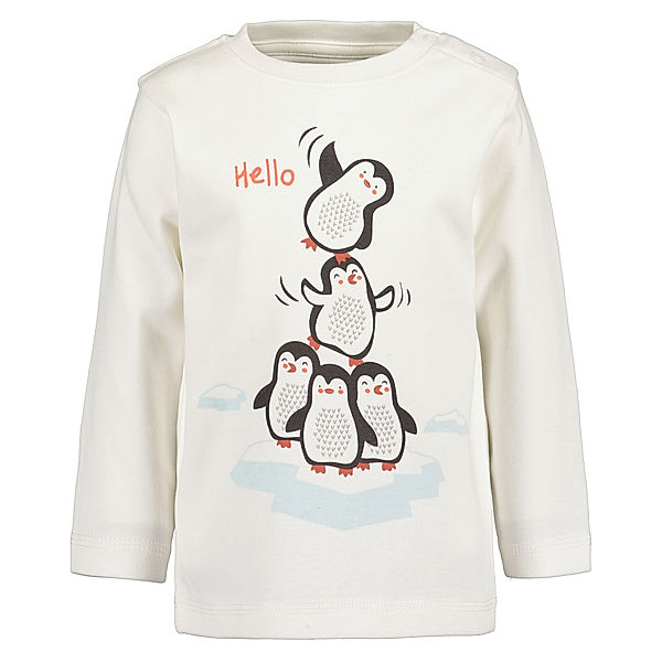 BLUE SEVEN Langarmshirt HELLO PENGUIN in offwhite