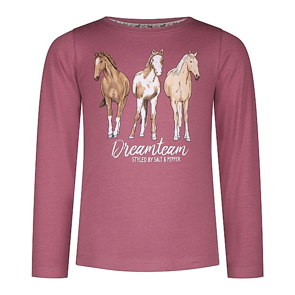 Salt & Pepper Langarmshirt HORSE WORLD - DREAMTEAM in mauve